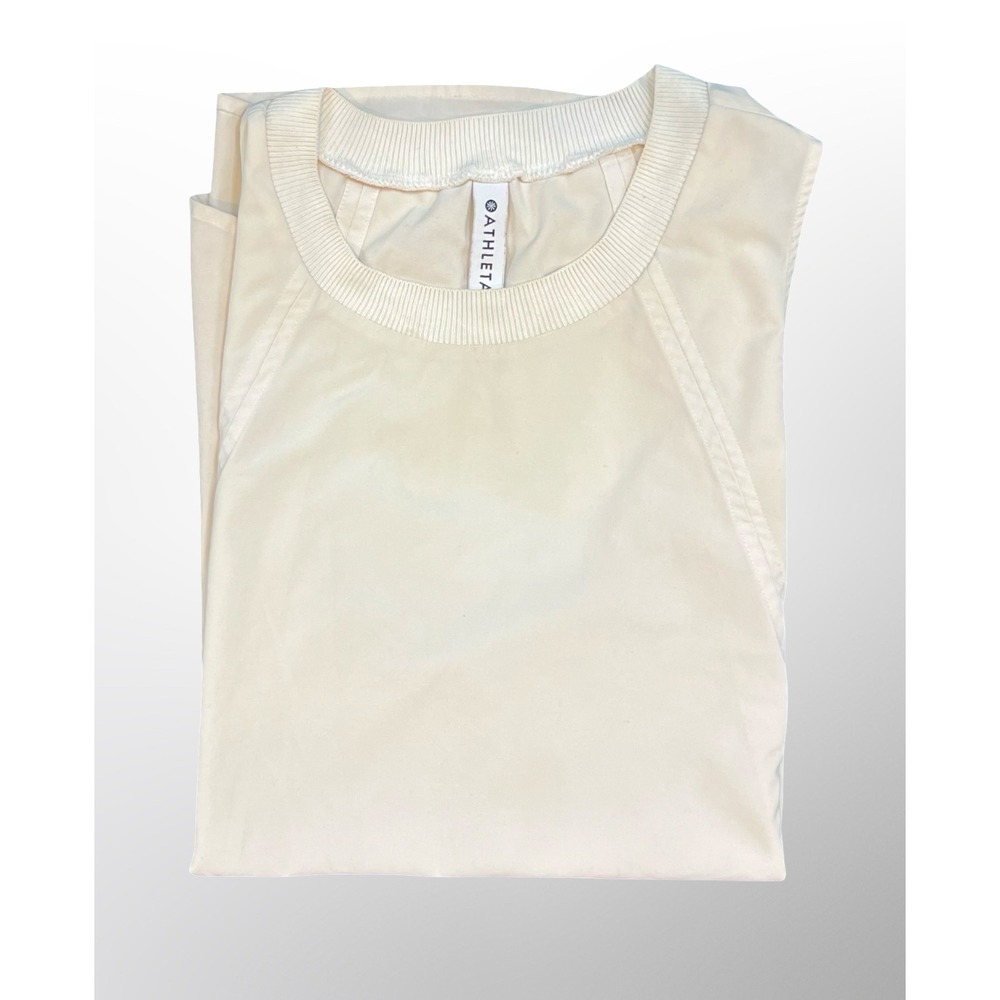 Athleta Inhale Exhale Breathe Tank Top Womens L White Split Hem Shirt 530130